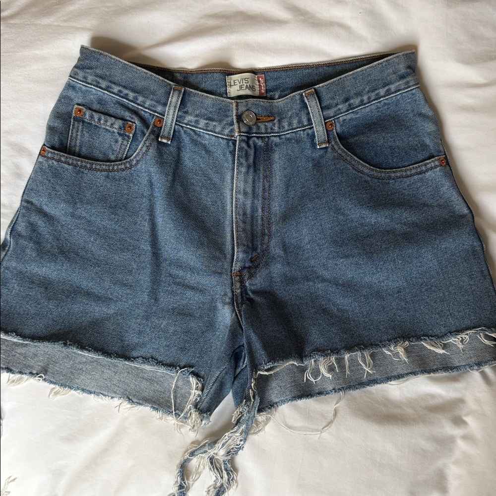 Levi's Classic Blue Frayed Denim Shorts 10